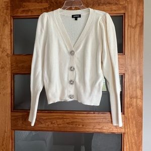 Express rhinestone button sweater